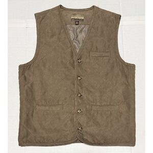 CABELAS Leather - Men's Quilted Lined Filled Suede Feel Vest‎ - Size Large Tall